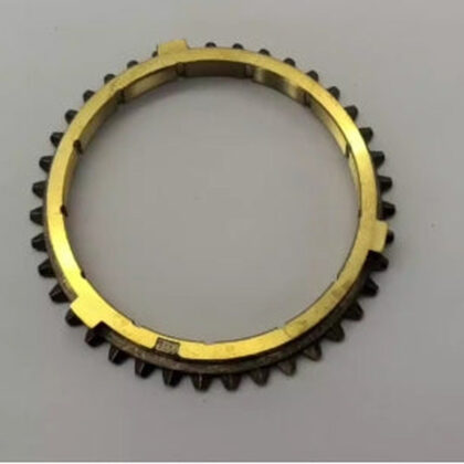 Yellow synchronizer ring gear with outer teeth, circular metal ring