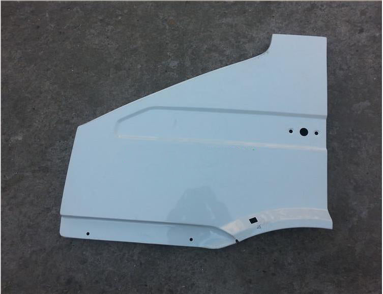 Light blue front fender outer panel with wheel-arch curve and bolt holes