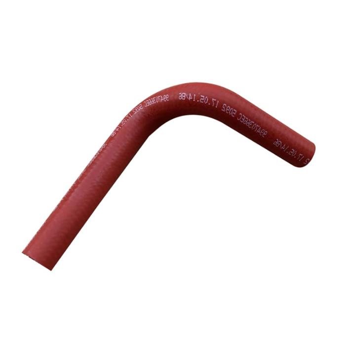 Turbocharger oil return pipe, curved red silicone hose with molded text