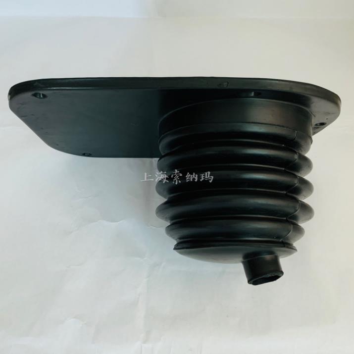 Gear lever cover assembly, dark boot with ridges and side outlet nozzle