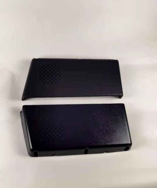 Black front door file box insert with perforated panel and open rectangular tray