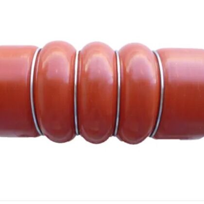 Red intercooler hose with ribbed coupler ends