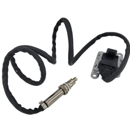 NOX sensor with black wiring harness, metal probe, and electrical connector