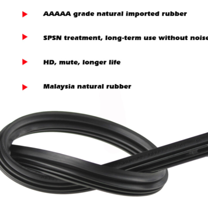 Car windscreen wiper blade insert rubber strip refill, long black flexible strip