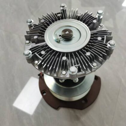 Electronic fan clutch with metal fan blades and brown mounting base