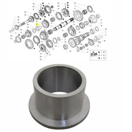 Steel gear bushing, dark gray cylindrical sleeve with central hole