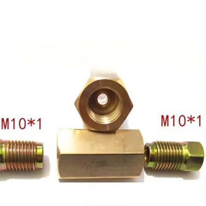 Brass oil pipe adapter fittings with M10x1 threads, pair