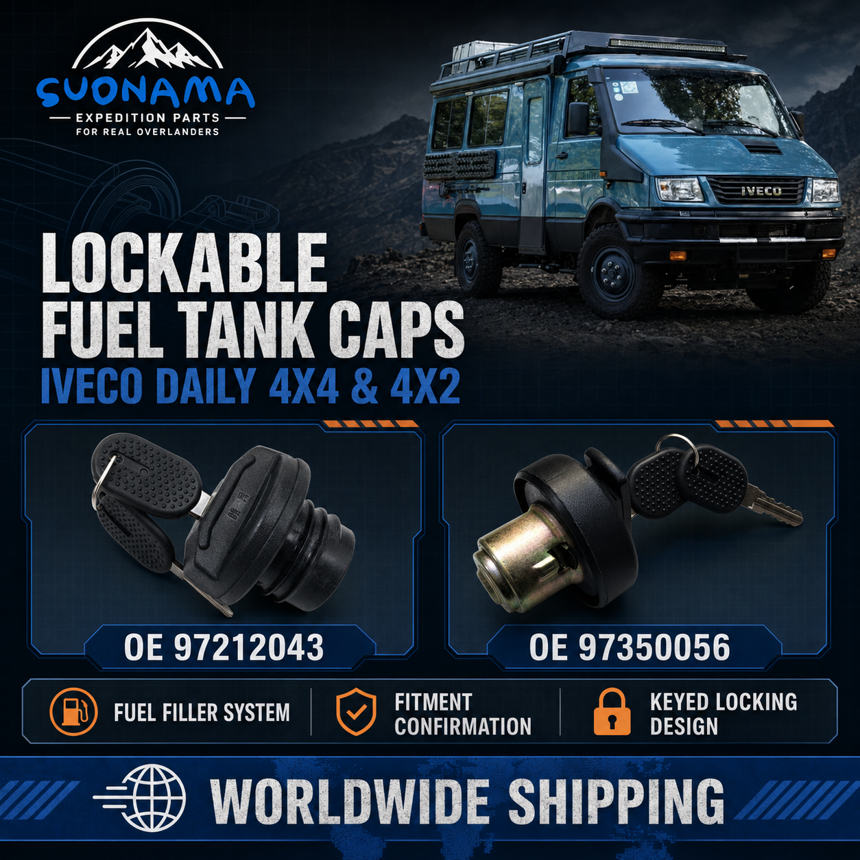Fuel Tank Cap 97212043 97350056 for Iveco Daily 4x4 4x2 by suonama