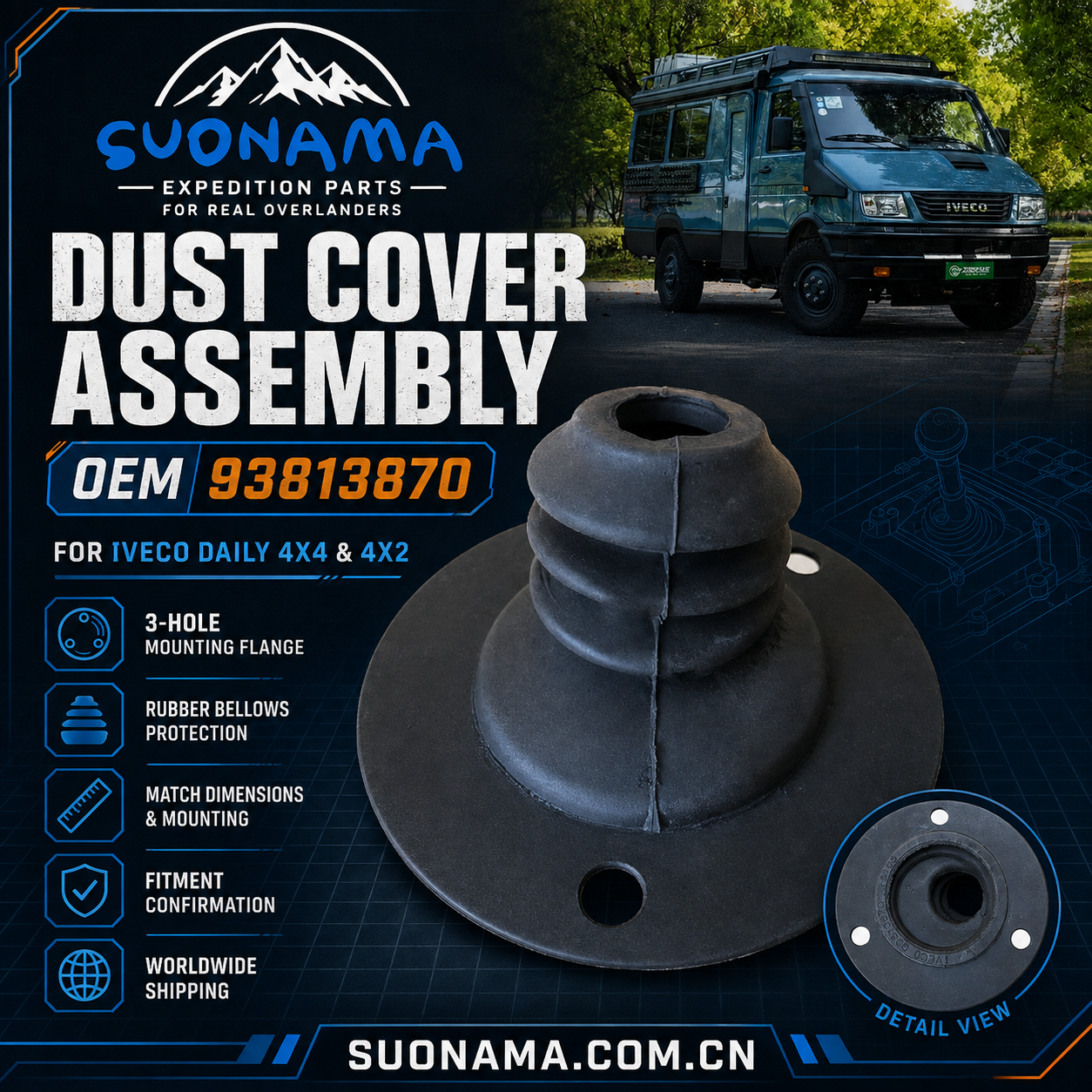 Dust Cover Assembly 93813870 for Iveco Daily 4x4 4x2 by suonama