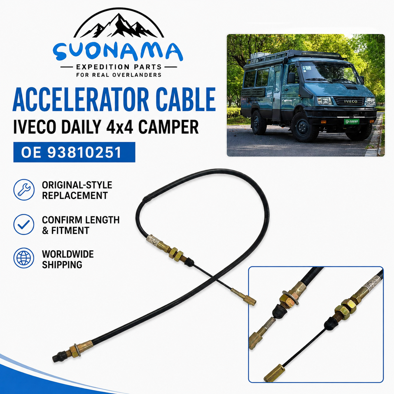 Accelerator Cable 93810251 for Iveco Daily 4x4 Camper by suonam