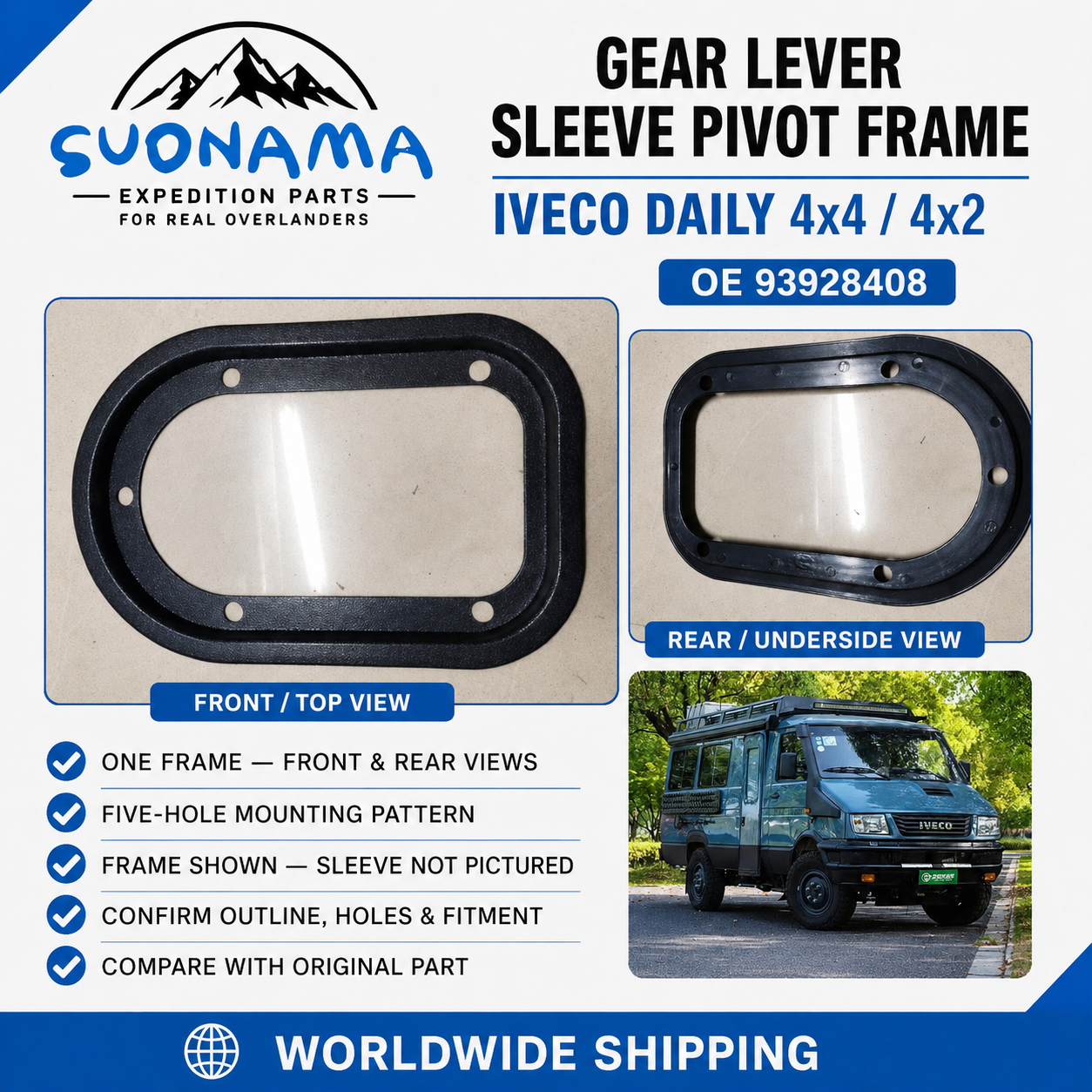 Gear Lever Telescopic Sleeve Pivot Frame 93928408 for Iveco Daily 4x4 4x2 by suonama