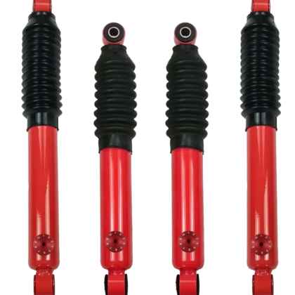 10-level adjustable shock absorber set with four red and black front shocks