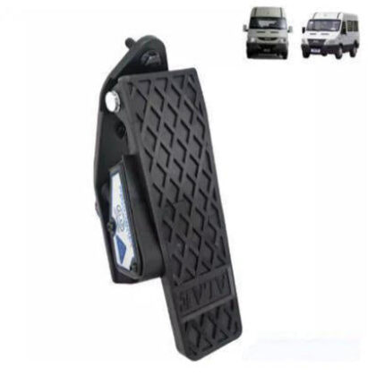 Black accelerator pedal with textured grip and electronic module housing