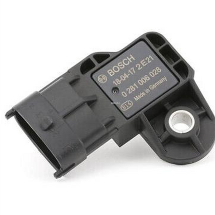 Air pressure sensor with BOSCH label, black plastic connector and mounting tab