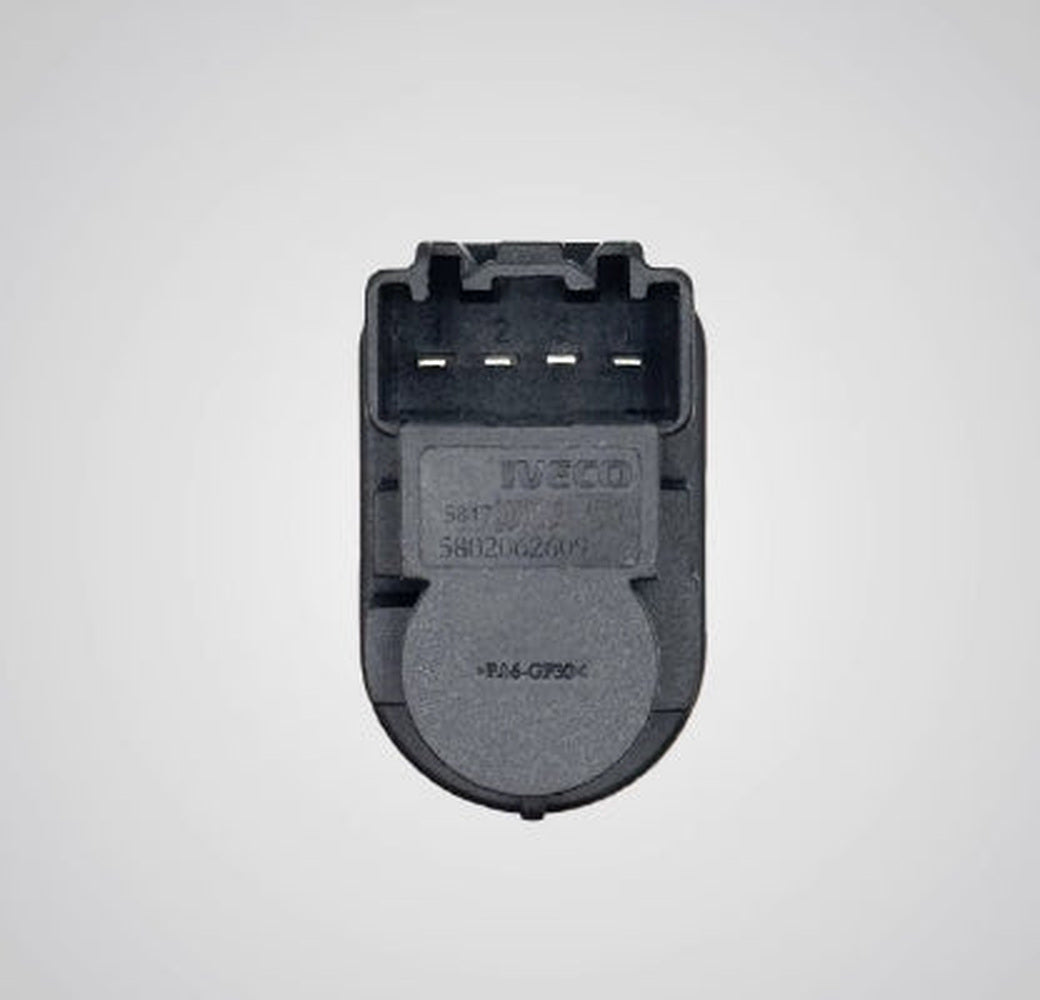 Brake light electrical switch with 4-pin connector, dark plastic housing