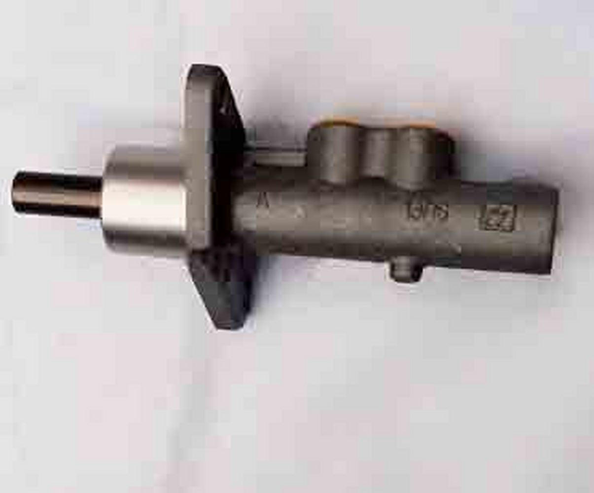 Brake master cylinder with flange and pushrod, metal housing