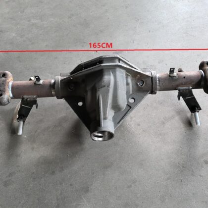 Rear axle housing assembly with disc brake mount and long axle shaft, double wheel