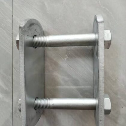 Leaf spring lifting ear bracket with two threaded rods and hex nuts