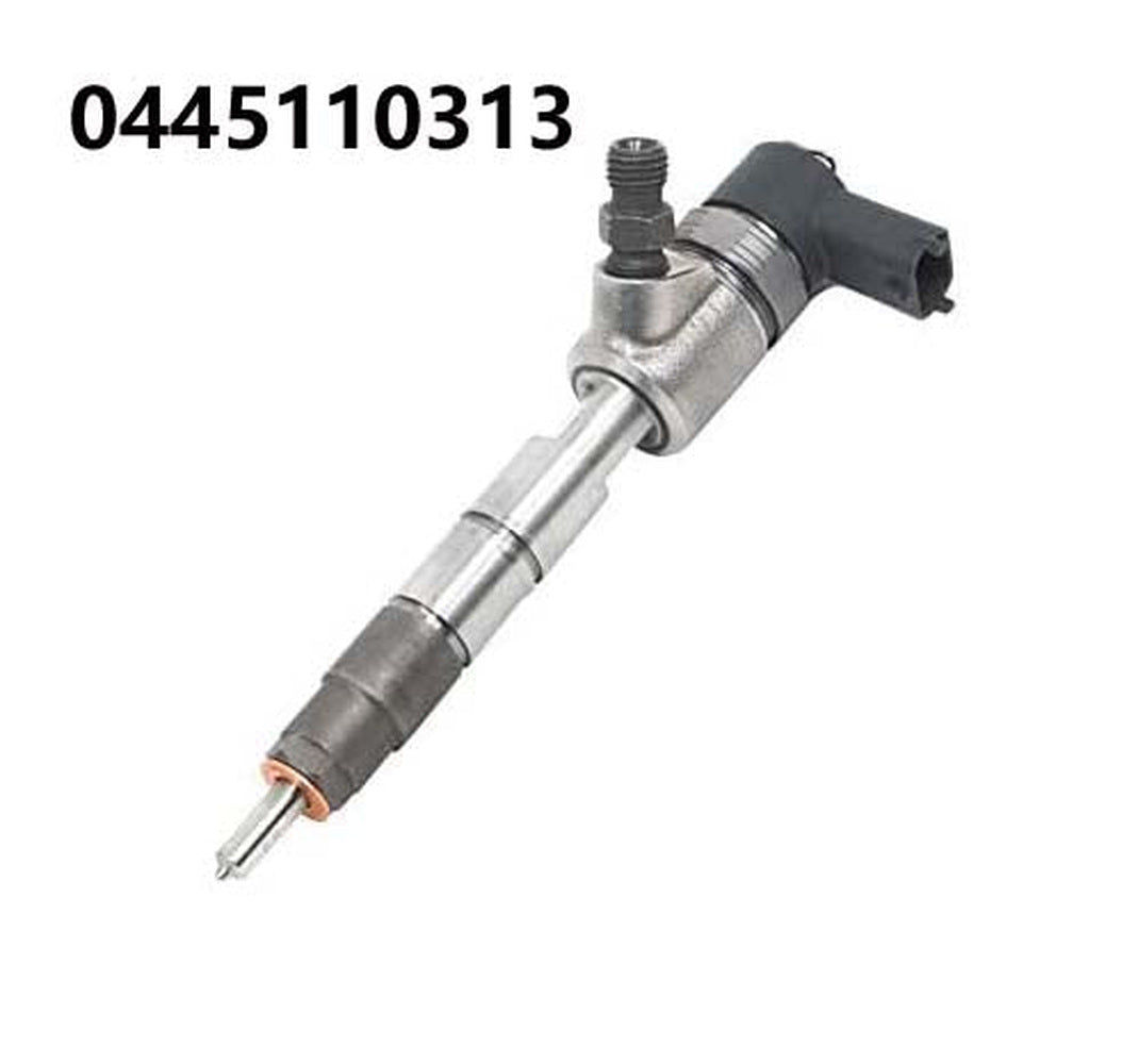 Common rail injector 110 series 0445110313, silver metal with black electrical connector
