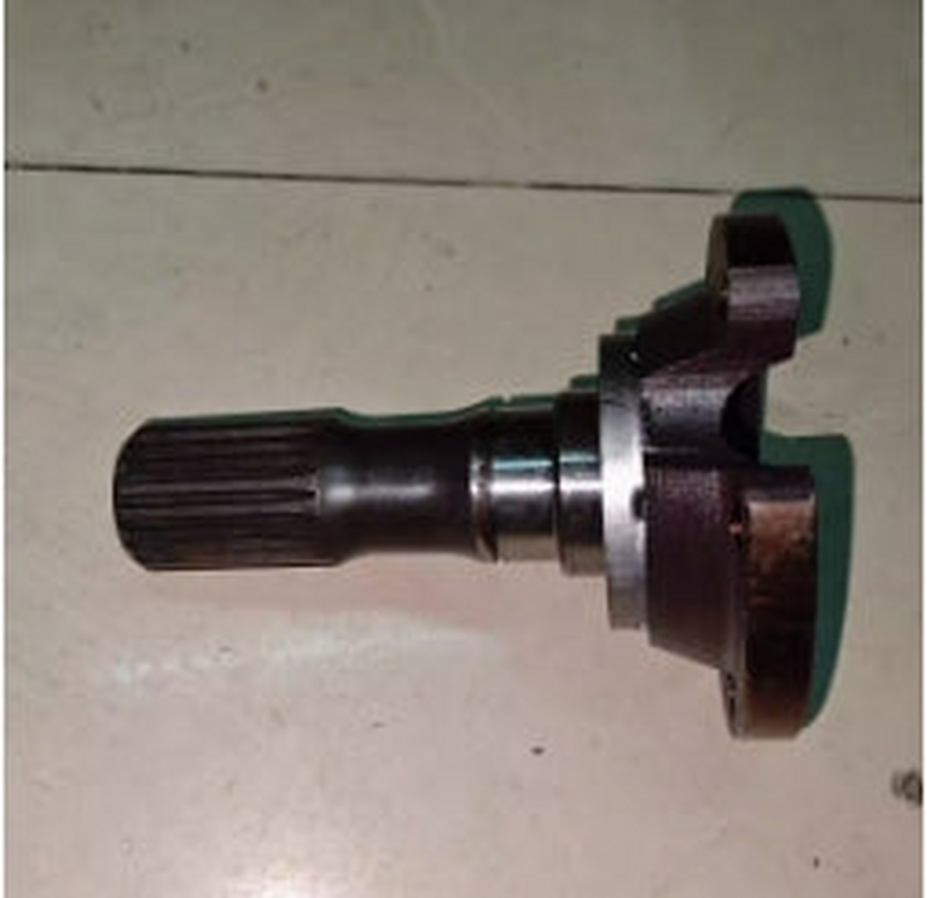 Front half shaft assembly with flange and splined drive end, dark metal