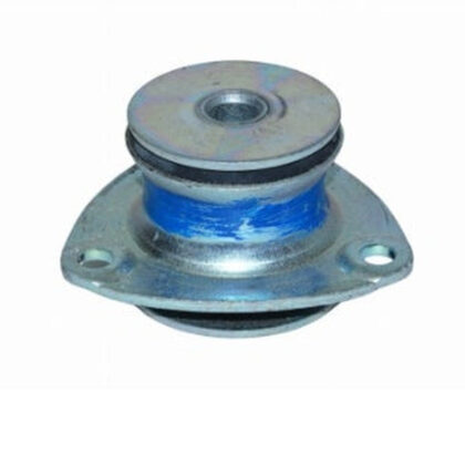 Metal cabin cushion mount with central stud and blue rubber ring