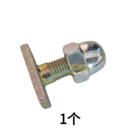 Rear seat bolt with threaded shank and hex nut, zinc-plated steel fastener