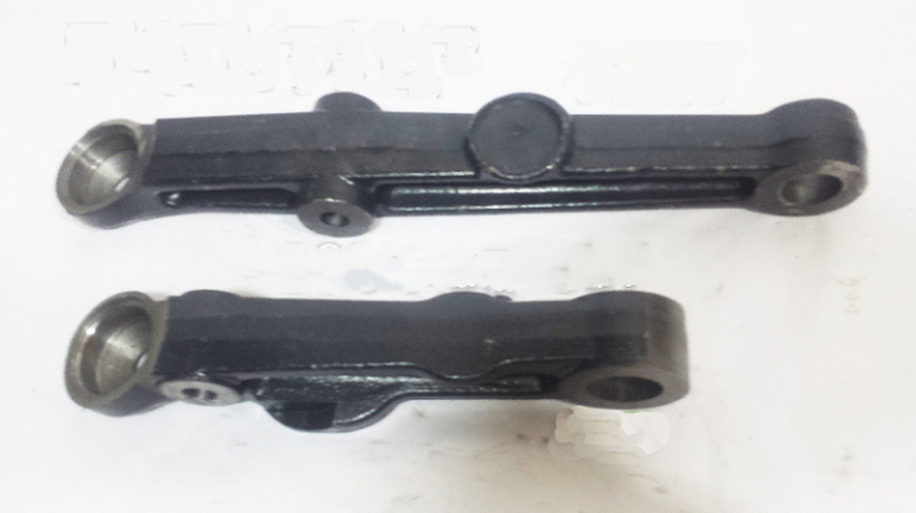 Swing arm and linkage components, black steel parts with mounting holes