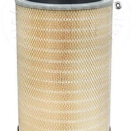 Truck air filter cartridge with pleated filter media and rubber end seals