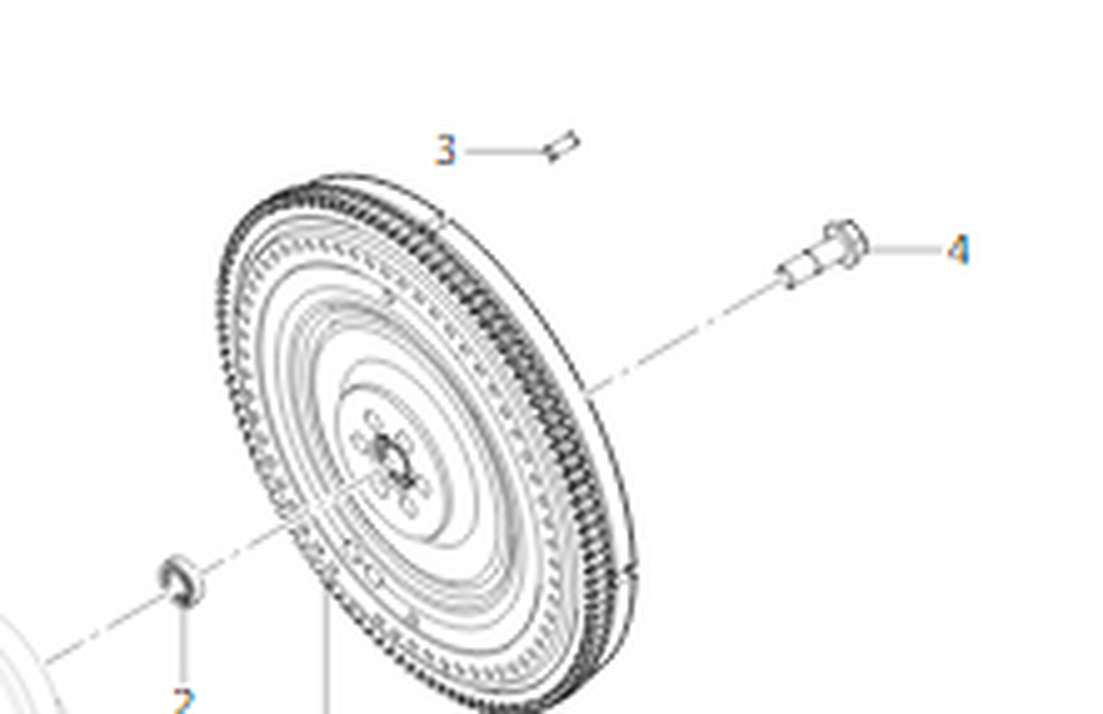 Exploded flywheel 97210183 diagram with circular disc and labeled fasteners